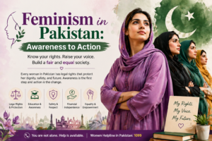 Empowering women in Pakistan by raising awareness about their legal rights. The poster emphasizes key rights such as protection, education, safety, and equality, with a focus on 'women legal rights in Pakistan' and the importance of women's voices in society.