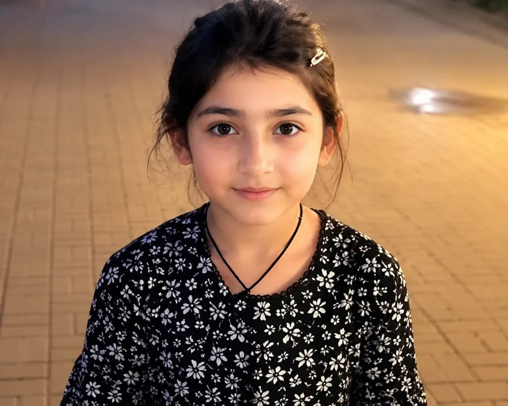 Portrait of a young girl used in a missing child news report related to the Sargodha market incident involving 7-year-old Muntaha Zahra